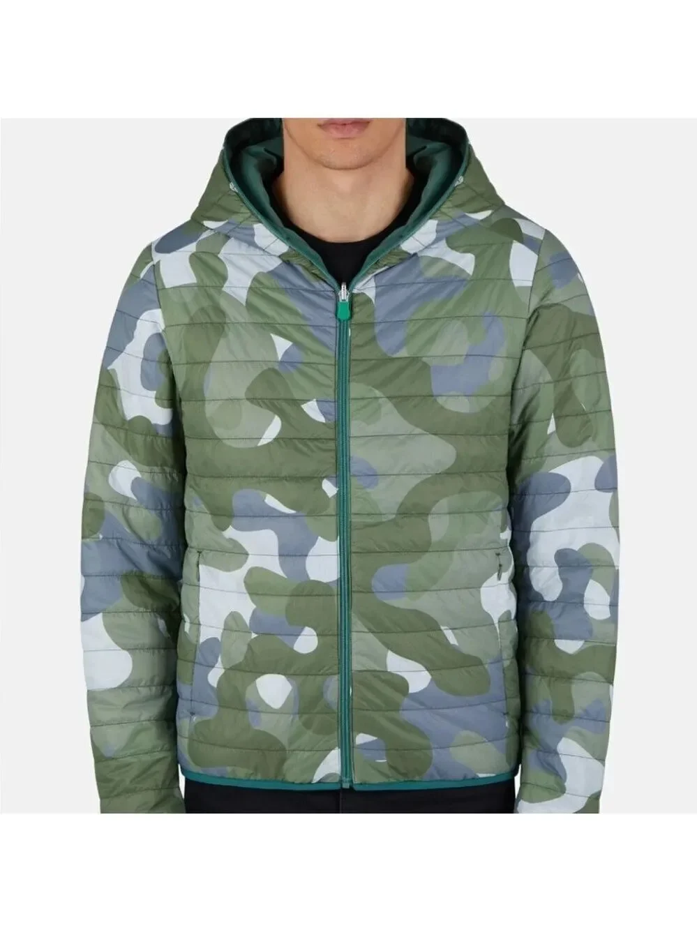 Save The Duck James Hooded Reversible Camo/Green Puffer Size 16Y